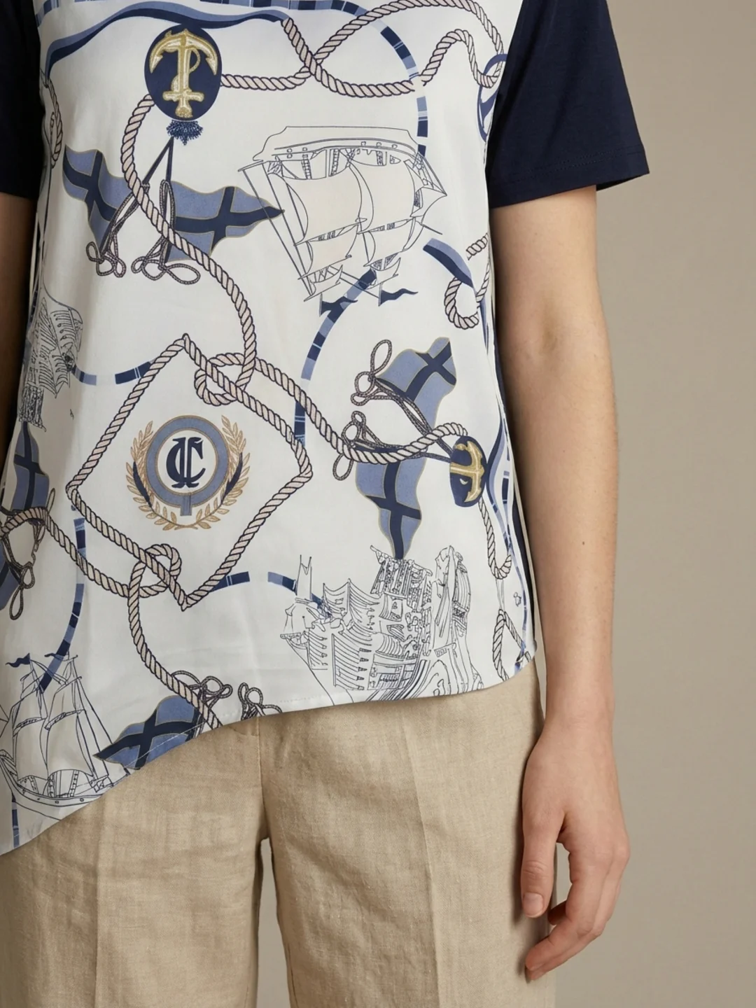 Iconic Women Blue Printed Loose Fit T-Shirt - Image 5