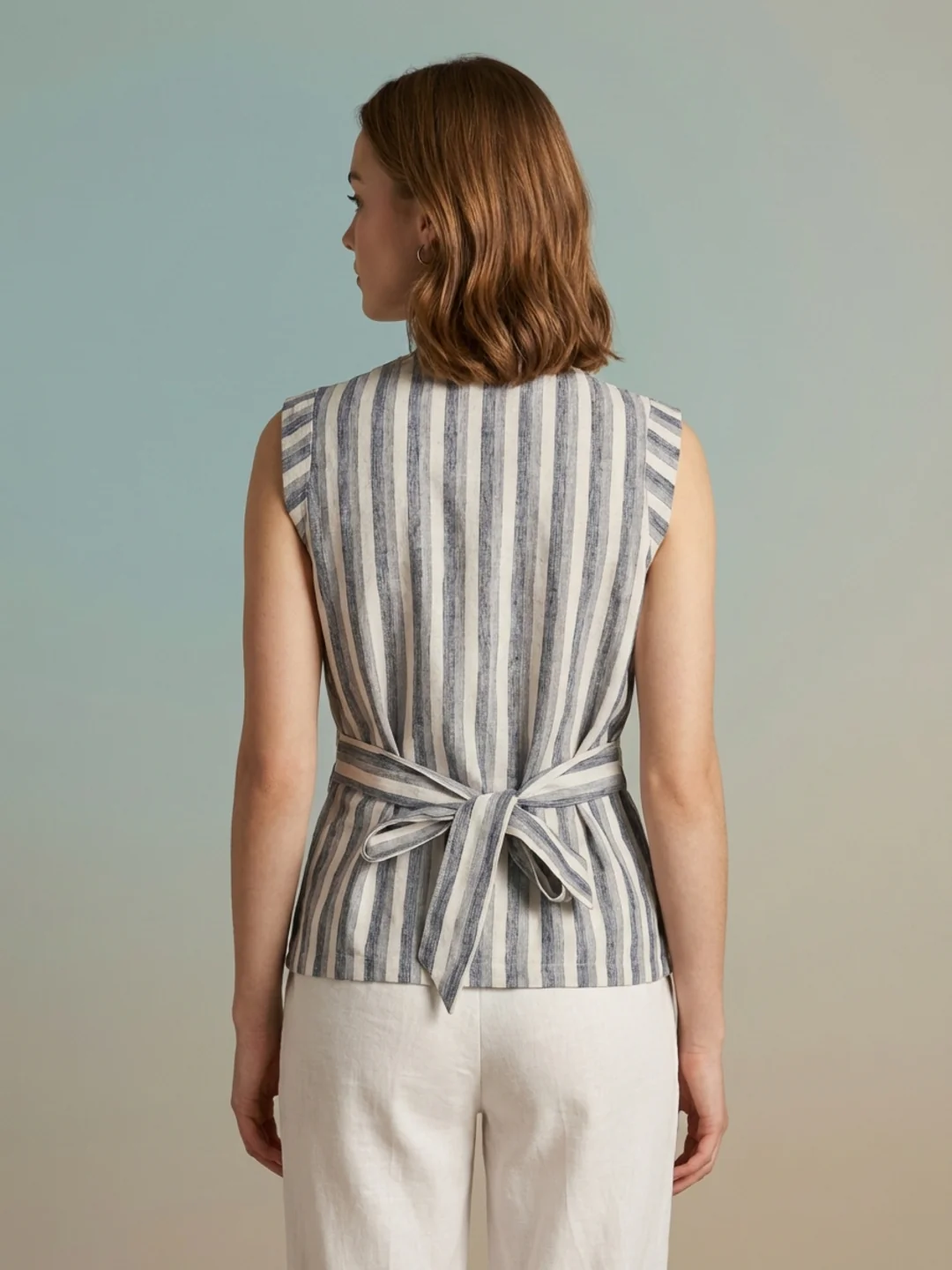 Iconic Women Cream Striped Regular Fit Top - Image 3