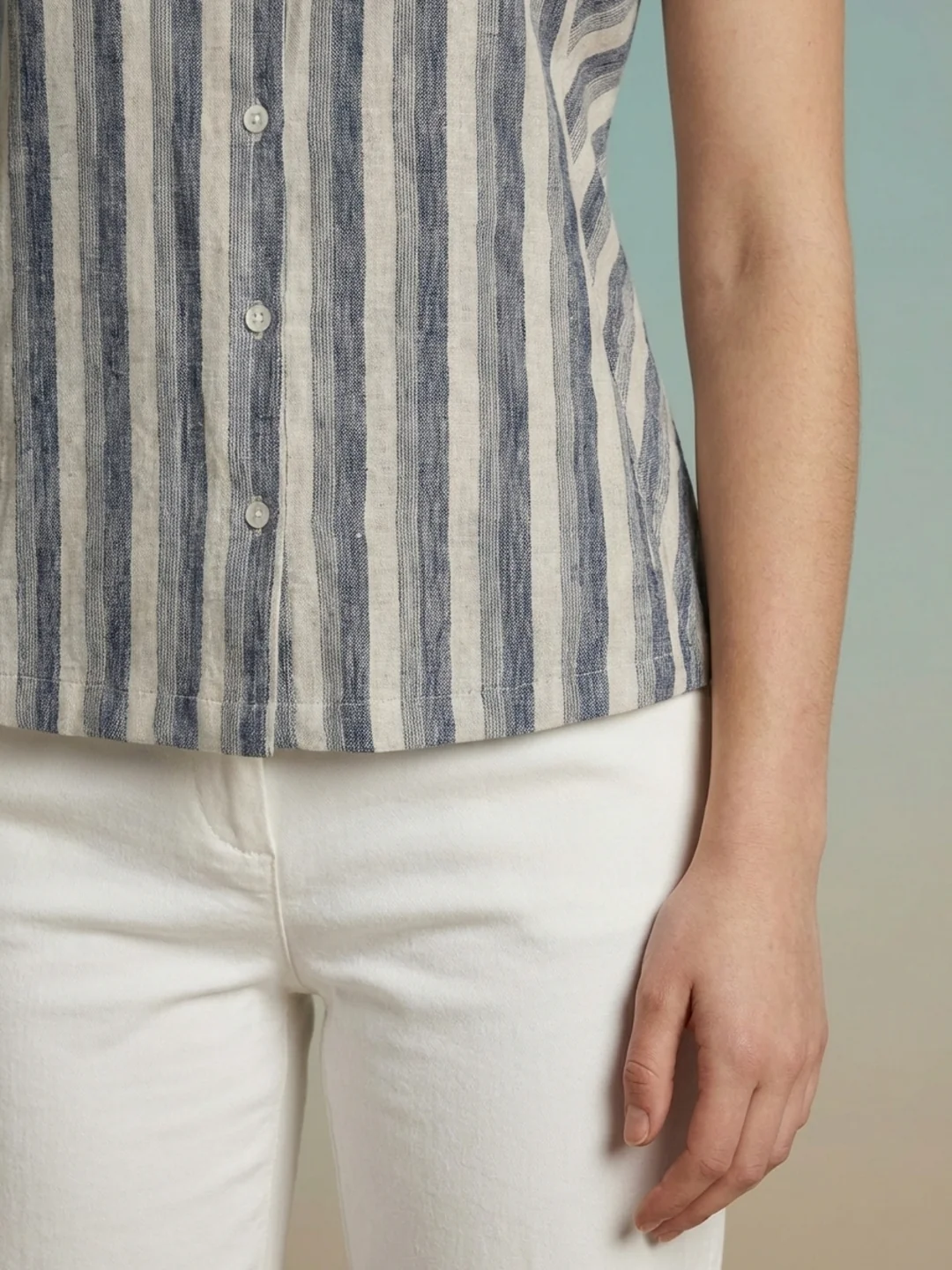 Iconic Women Cream Striped Regular Fit Top - Image 5