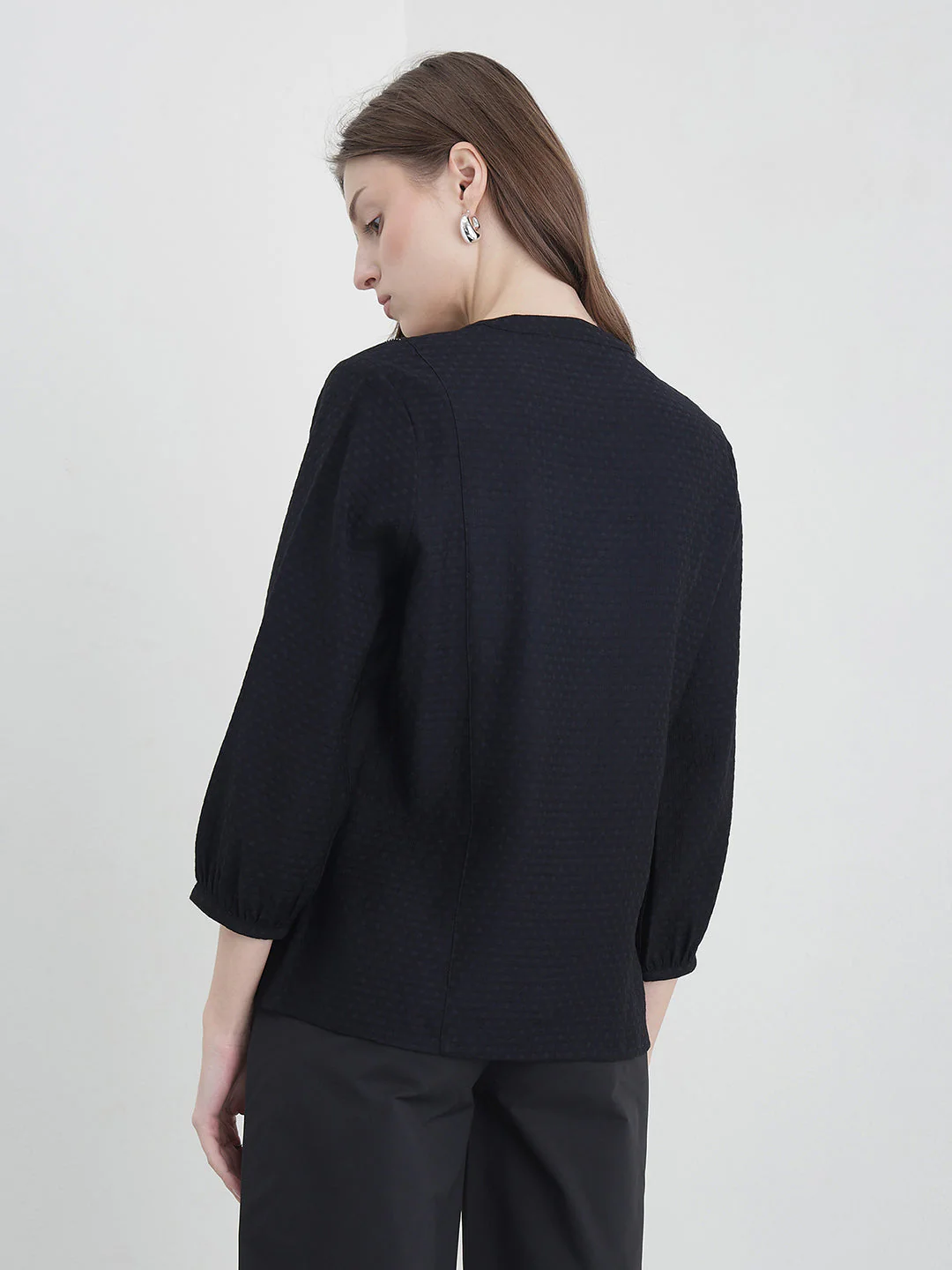 Iconic Women Black Solid Regular Fit Top - Image 2