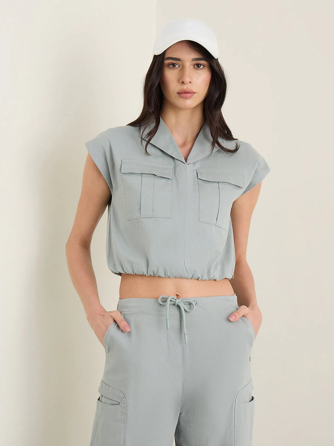 Iconic Women Mint Green Solid Loose Fit Pure Cotton Top - Image 2
