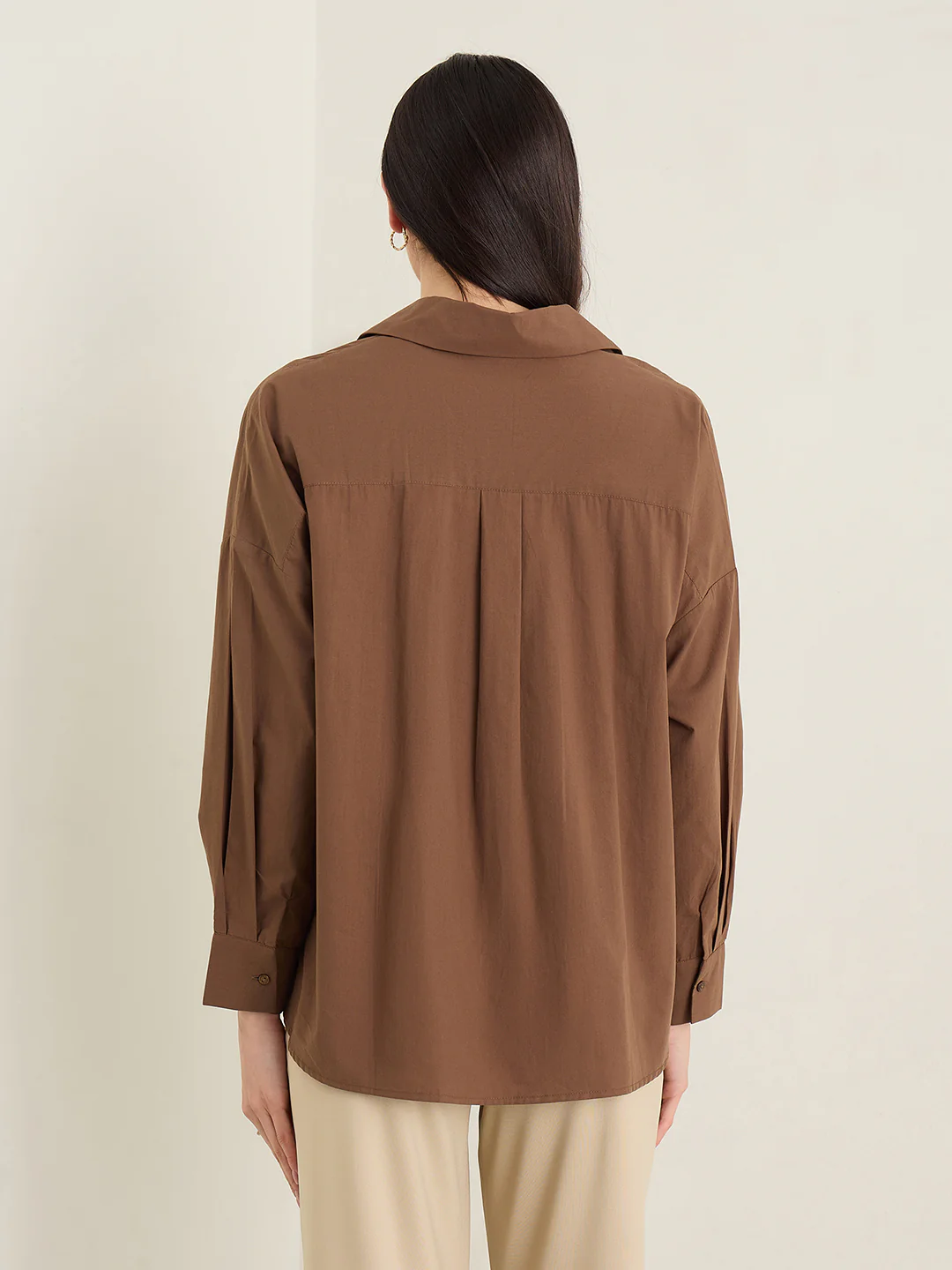 Iconic Women Brown Solid Loose Fit Pure Cotton Top - Image 2