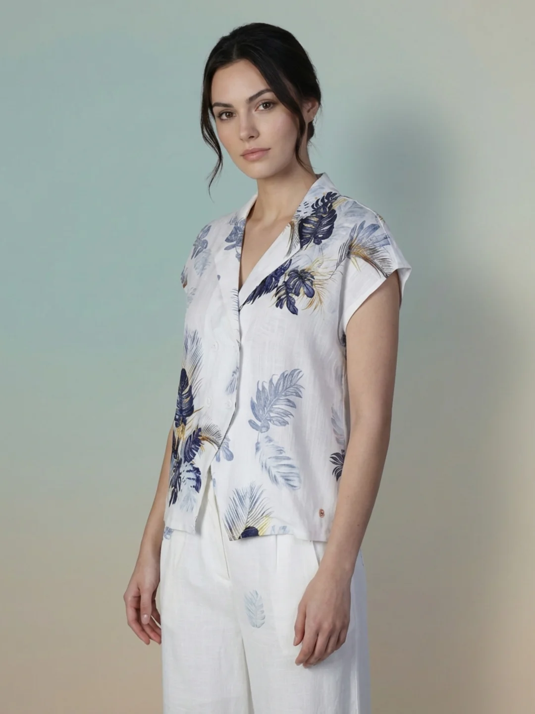 Iconic Women White Printed Loose Fit Top - Image 4