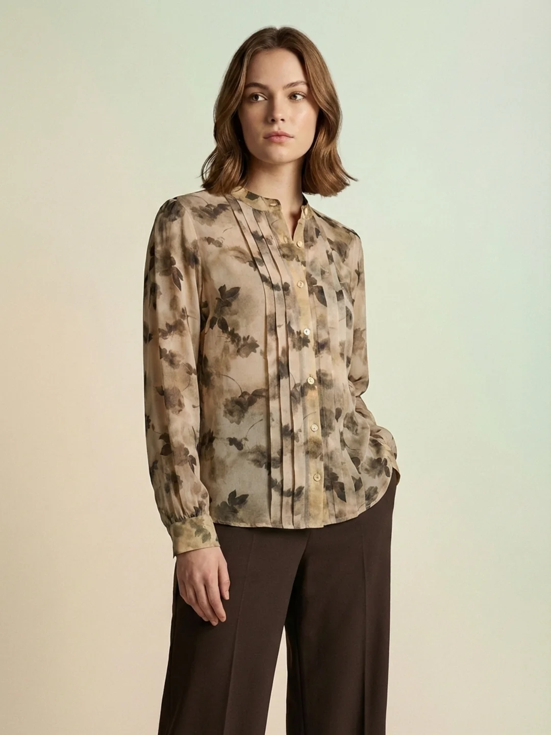 Iconic Women Beige Printed Regular Fit Shirt - Image 2