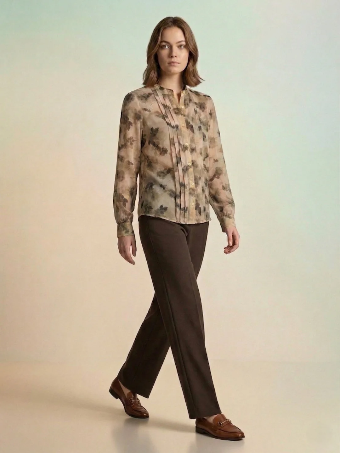 Iconic Women Beige Printed Regular Fit Shirt - Image 7