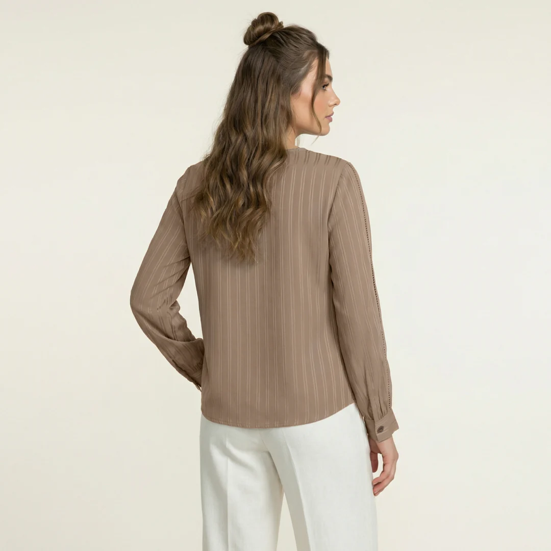 Iconic Women Brown Striped Regular Fit Top - Image 3