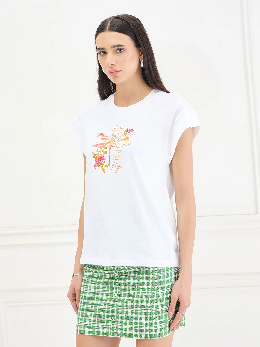 Iconic Women White Printed Regular Fit Pure Cotton T-Shirt - Image 4