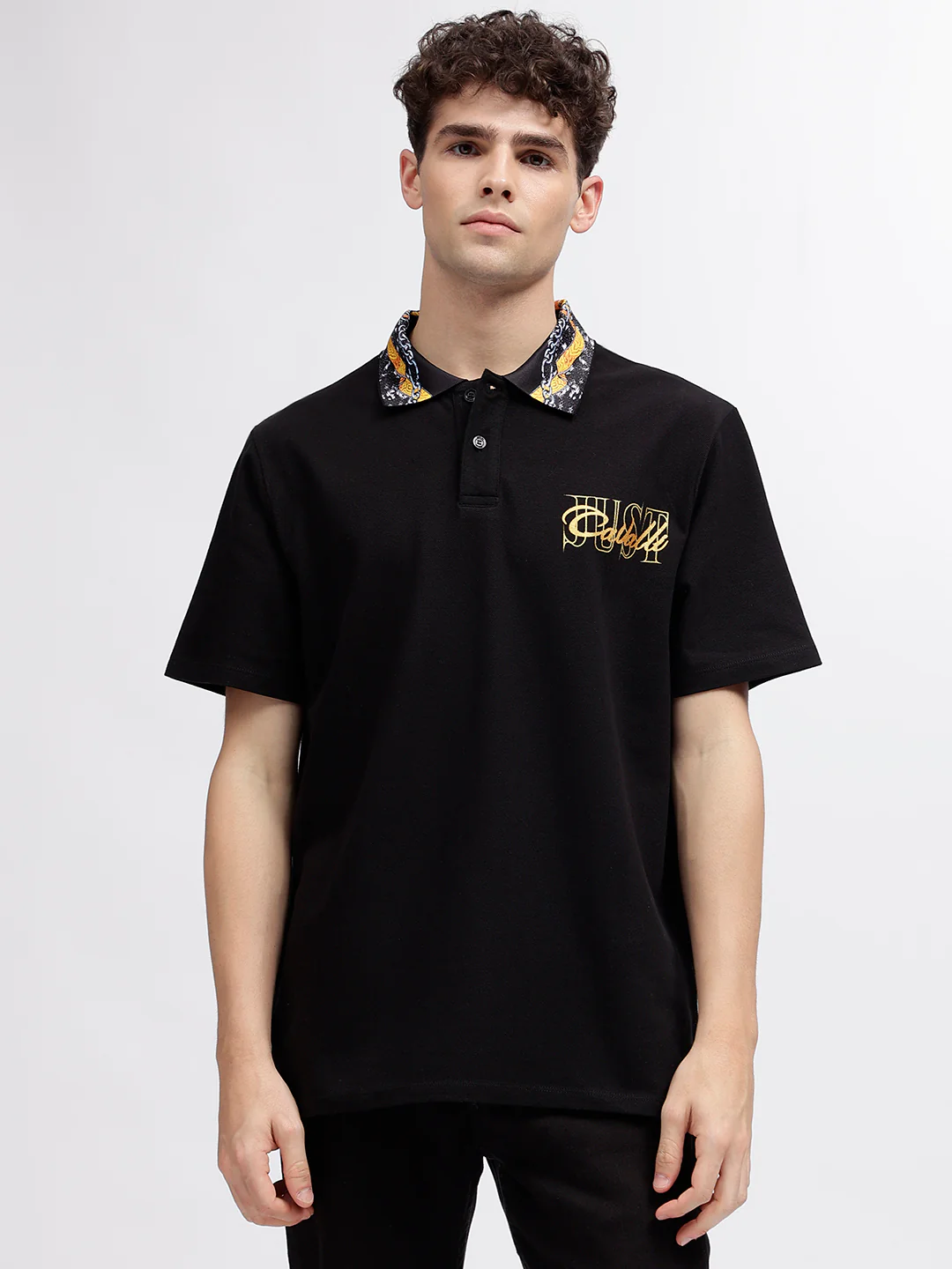 Just Cavalli Black Fashion Logo Regular Fit Polo Tshirt - Image 2