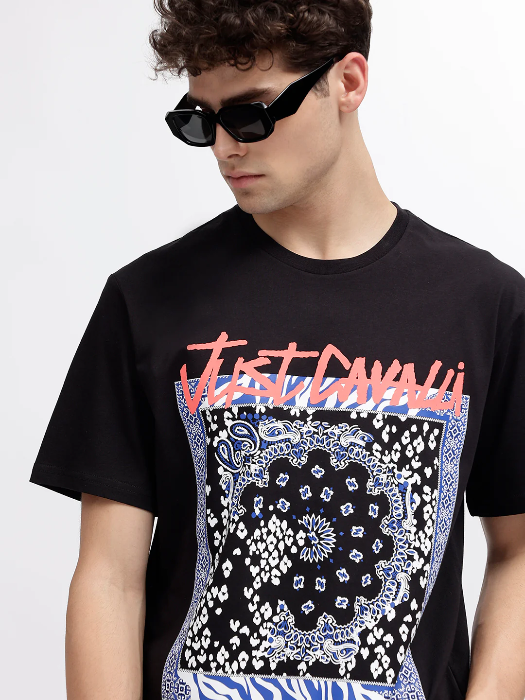 Just Cavalli Black Fashion Logo Regular Fit Tshirt