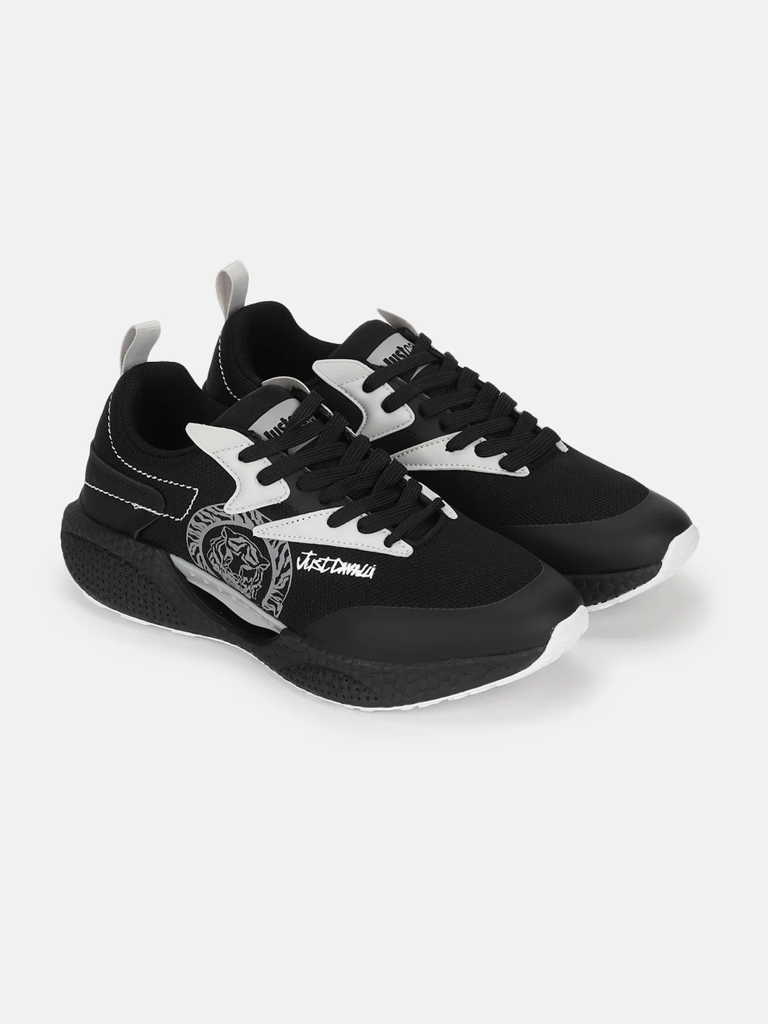 Just Cavalli Men Black Printed Lace-up Sneakers - Image 5