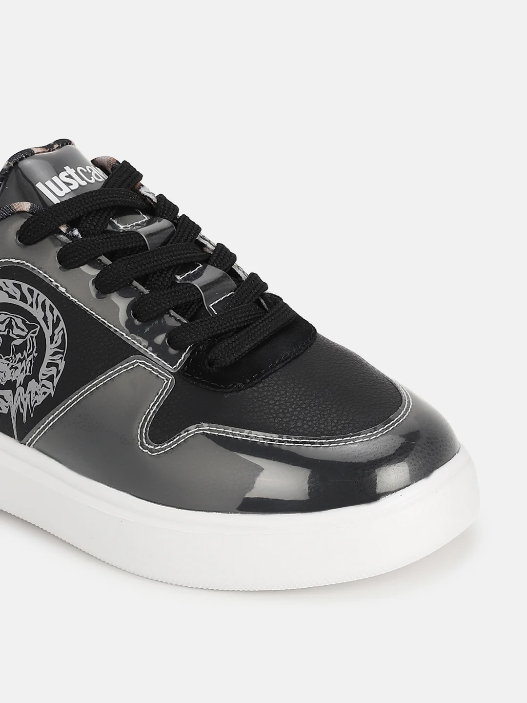 Just Cavalli Women Black Solid Lace-up Sneakers - Image 4