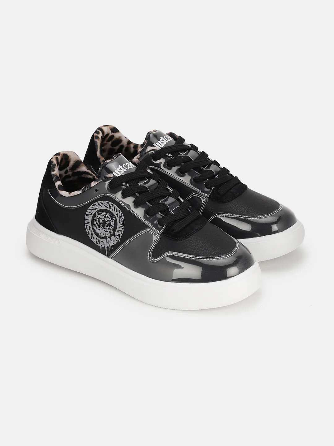 Just Cavalli Women Black Solid Lace-up Sneakers - Image 5