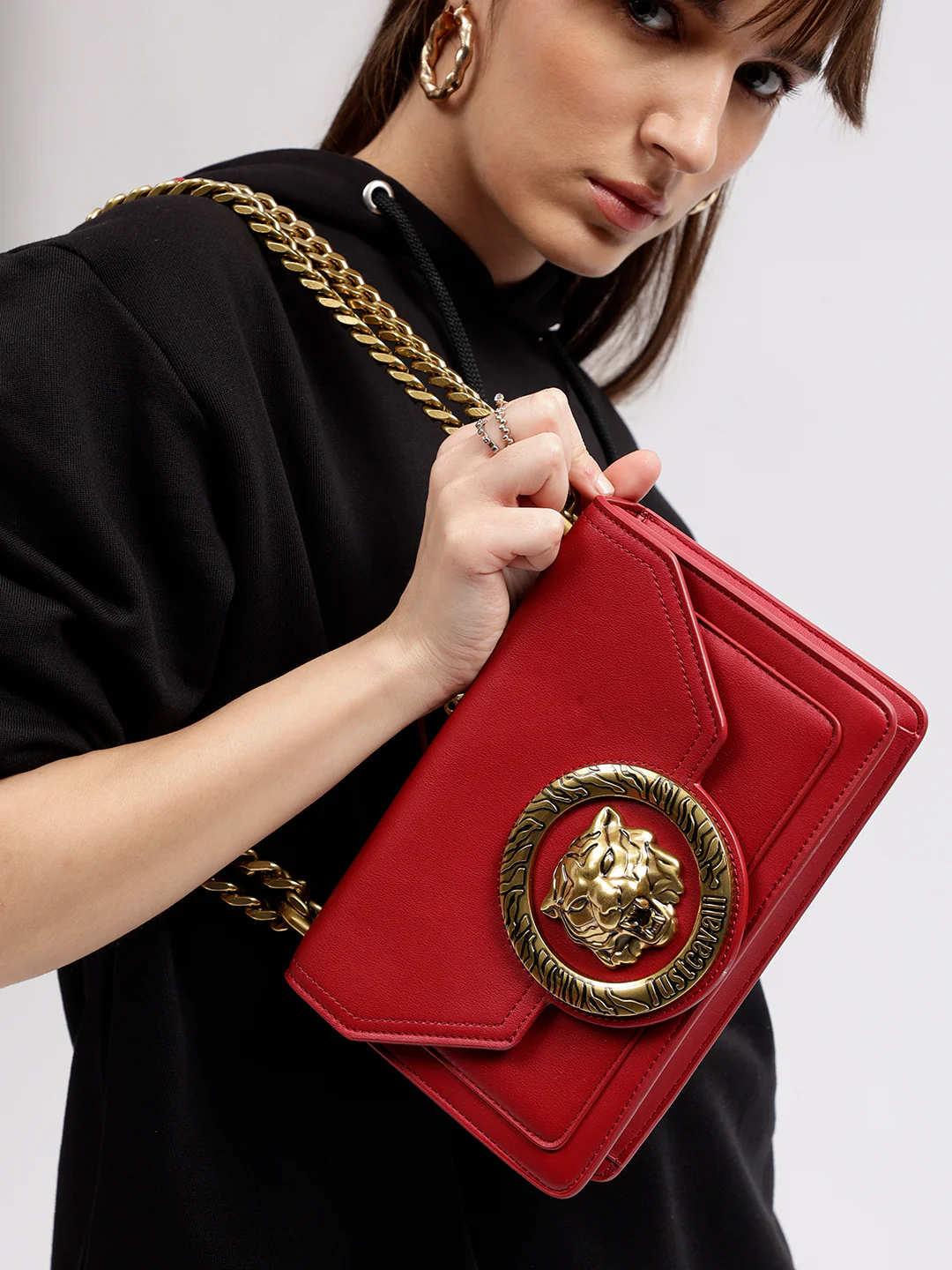 Just Cavalli Women Red Solid Crossbody Bags