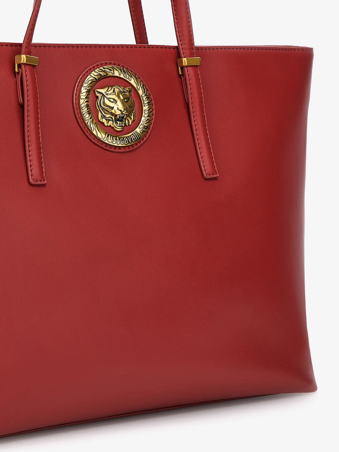 Just Cavalli Women Red Solid Zipper Tote Bags - Image 3