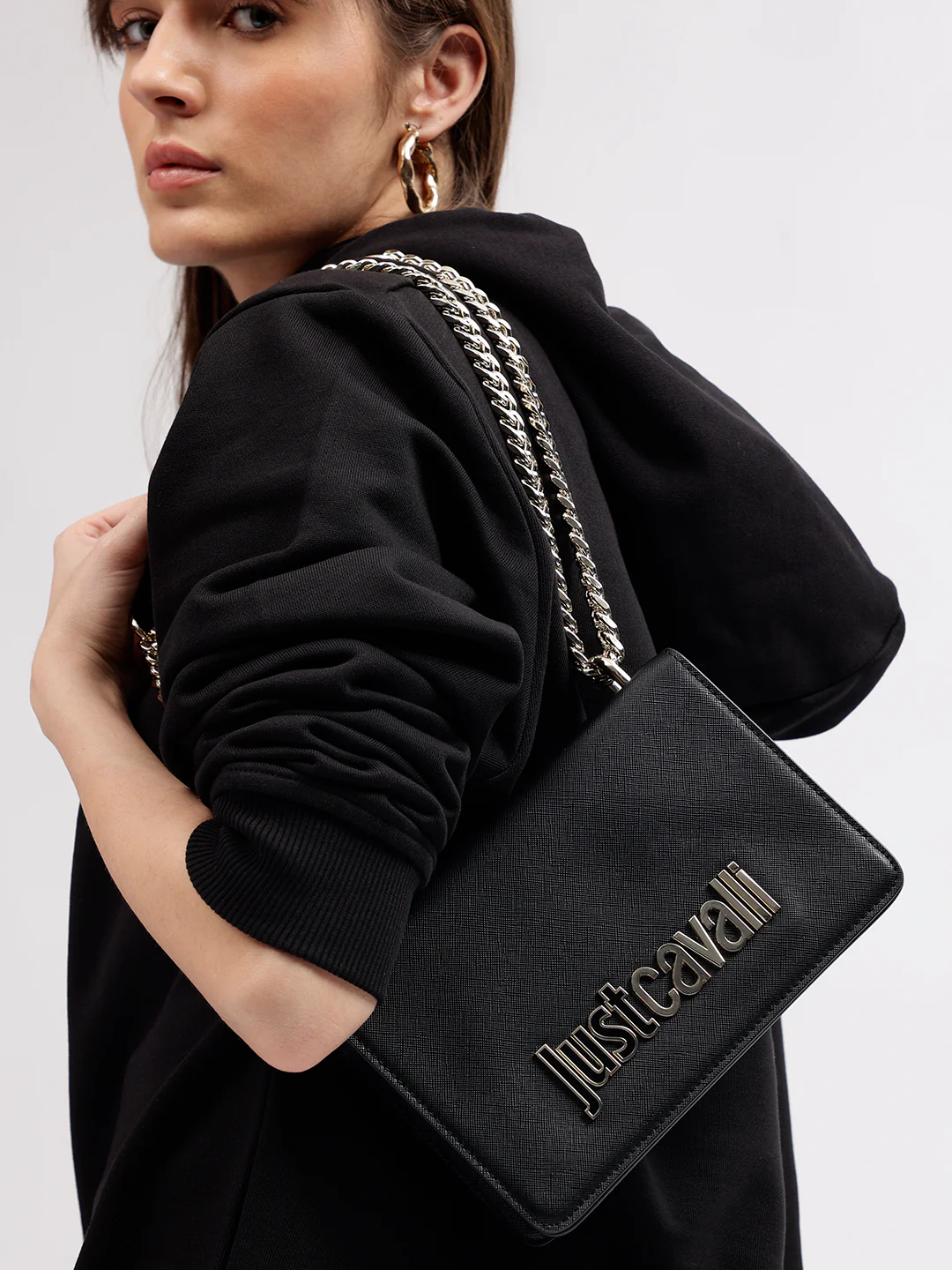 Just Cavalli Women Black Solid Crossbody Bags