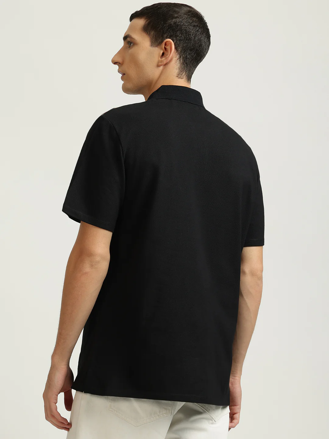 Just Cavalli Men Black Printed Polo Collar Short Sleeves Tshirt - Image 3