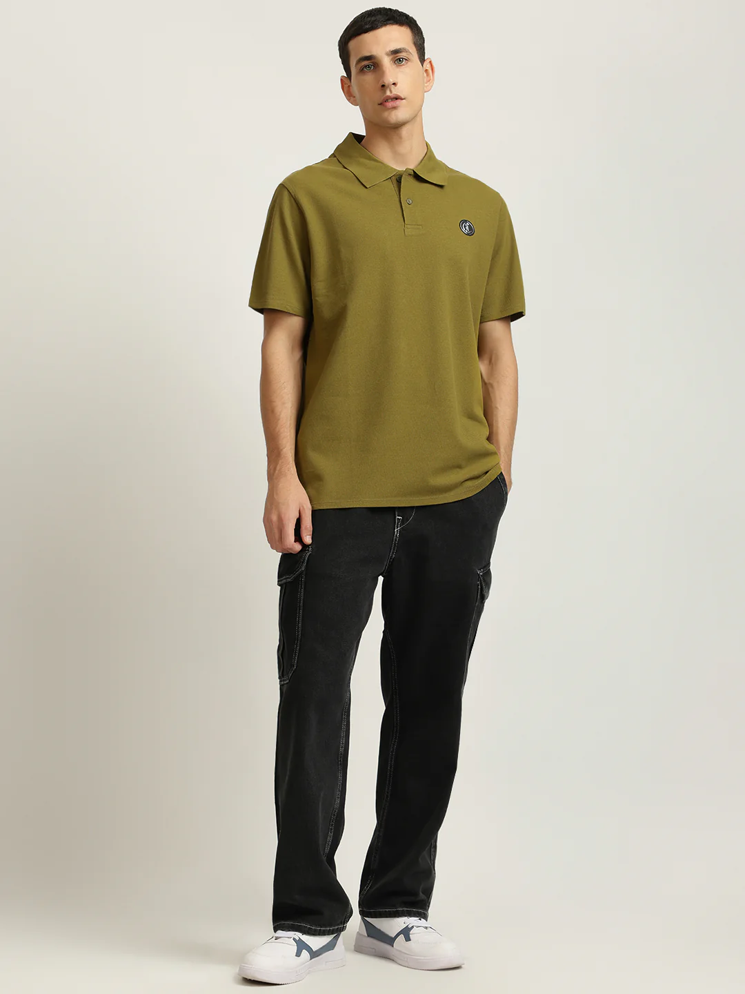 Just Cavalli Men Green Solid Polo Collar Short Sleeves Tshirt - Image 4