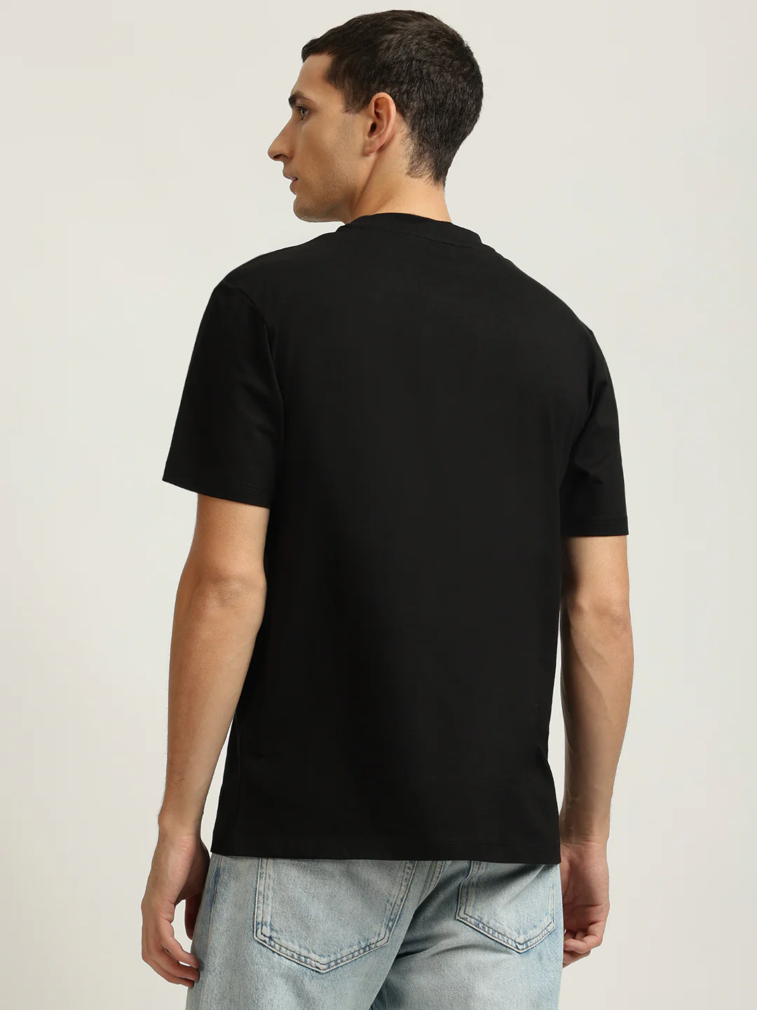 Just Cavalli Men Black Printed Round Neck Short Sleeves Tshirt - Image 3