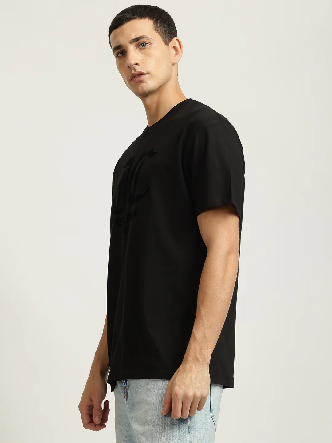 Just Cavalli Men Black Printed Round Neck Short Sleeves Tshirt - Image 2