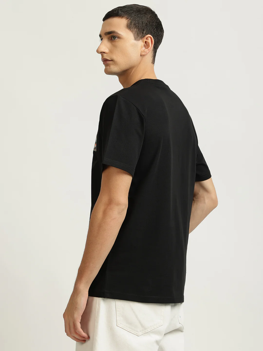Just Cavalli Men Black Printed Round Neck Short Sleeves Tshirt - Image 3