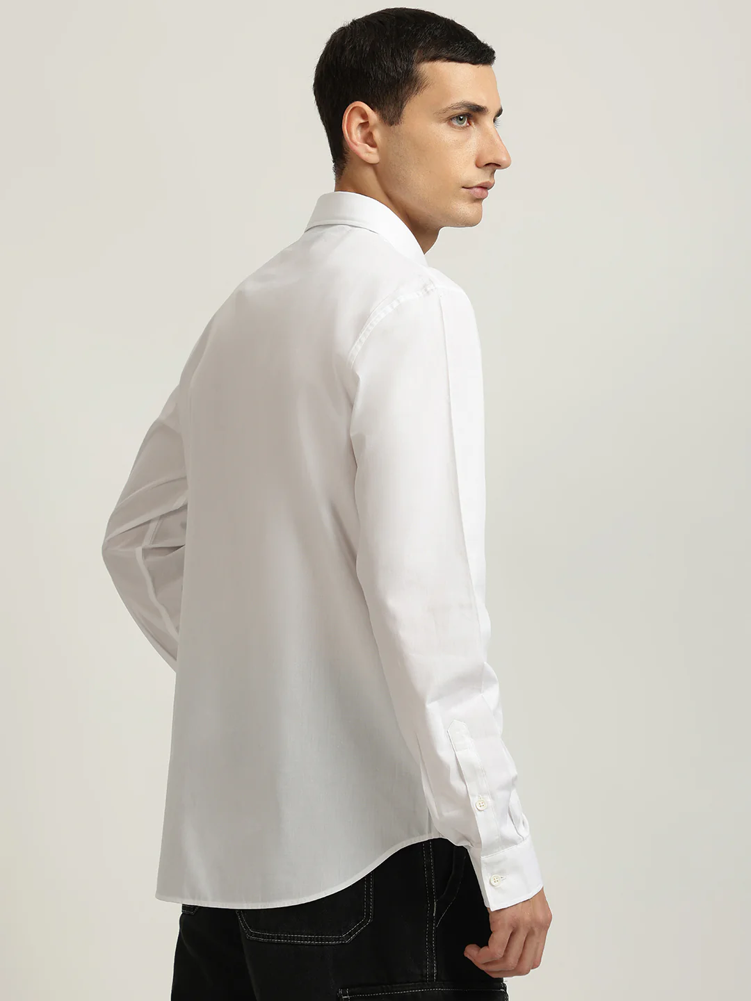 Just Cavalli Men White Printed Spread Collar Full Sleeves Shirt - Image 3