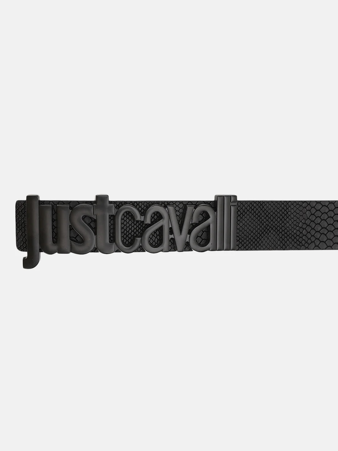 Just Cavalli Men Black Textured Belt With Push Pin Buckle - Image 4