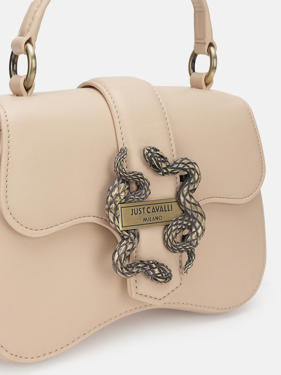 Just Cavalli Women Beige Solid Sling Bags - Image 4