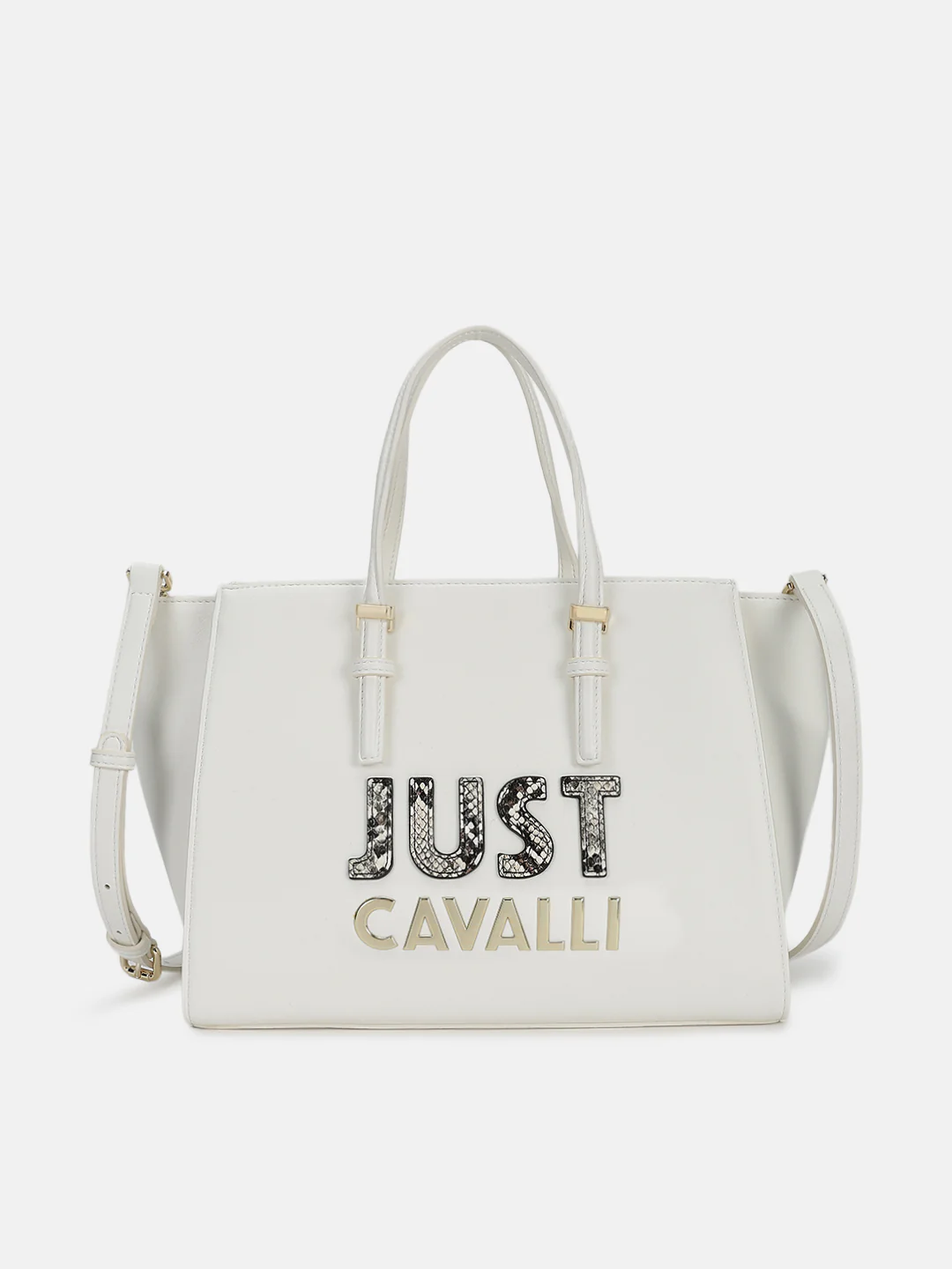 Just Cavalli Women White Solid Tote Bags
