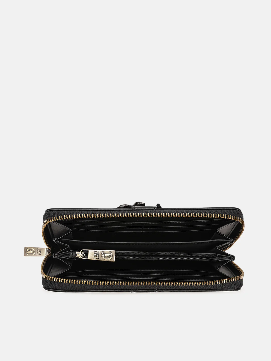 Just Cavalli Women Black Solid Zip Around Wallet - Image 3