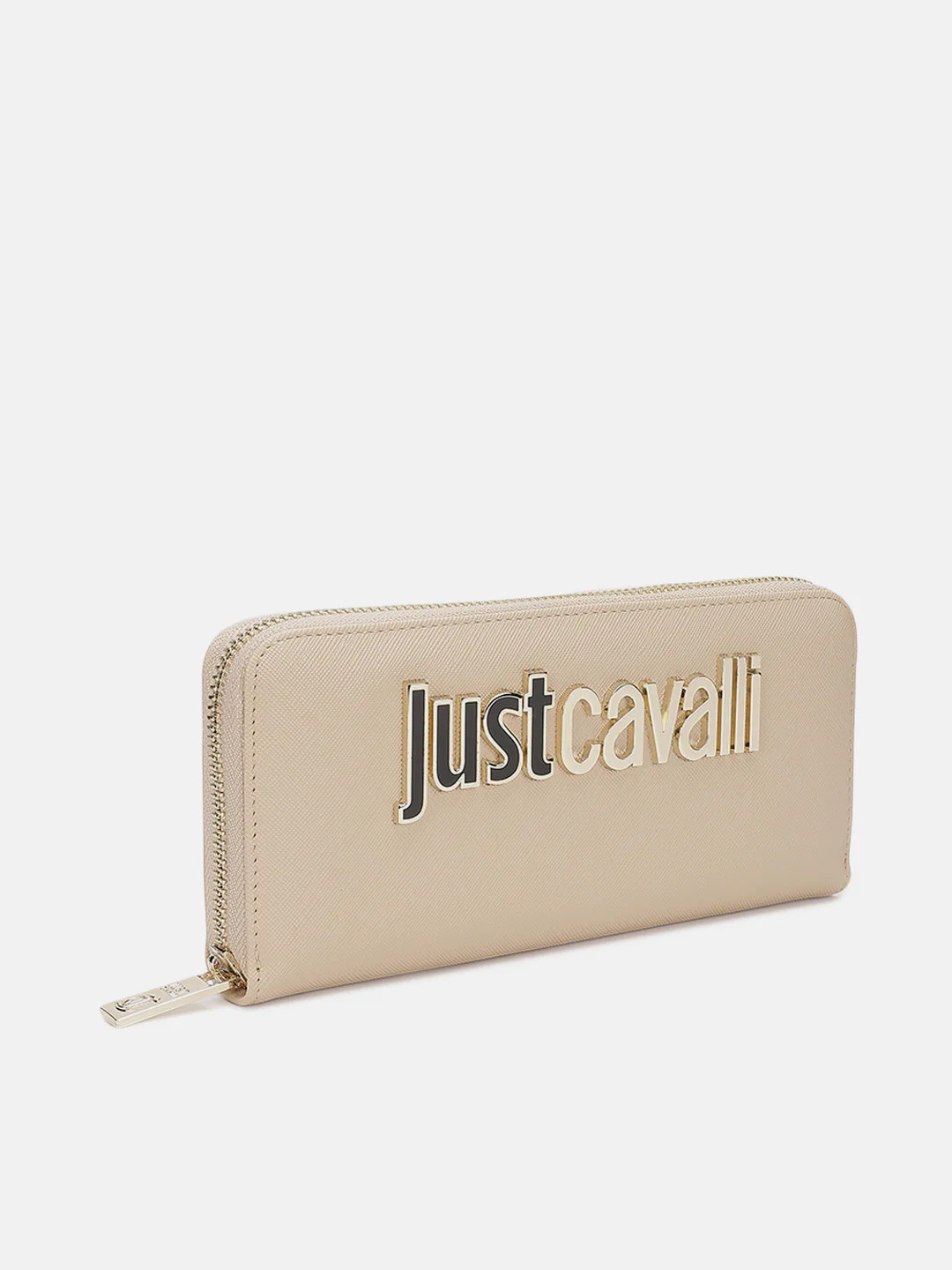 Just Cavalli Women Beige Solid Zip Around Wallet - Image 5