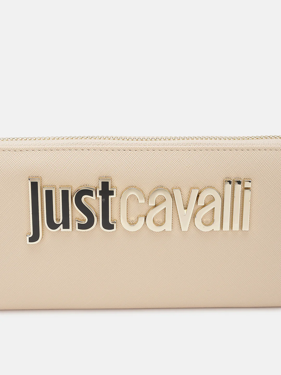 Just Cavalli Women Beige Solid Zip Around Wallet - Image 7