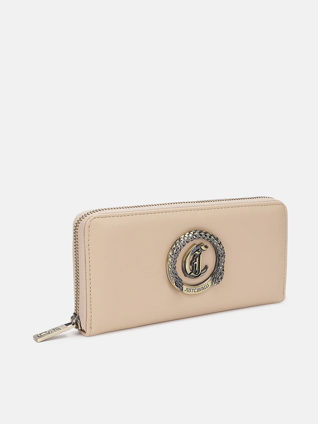 Just Cavalli Women Beige Solid Zip Around Wallet - Image 5