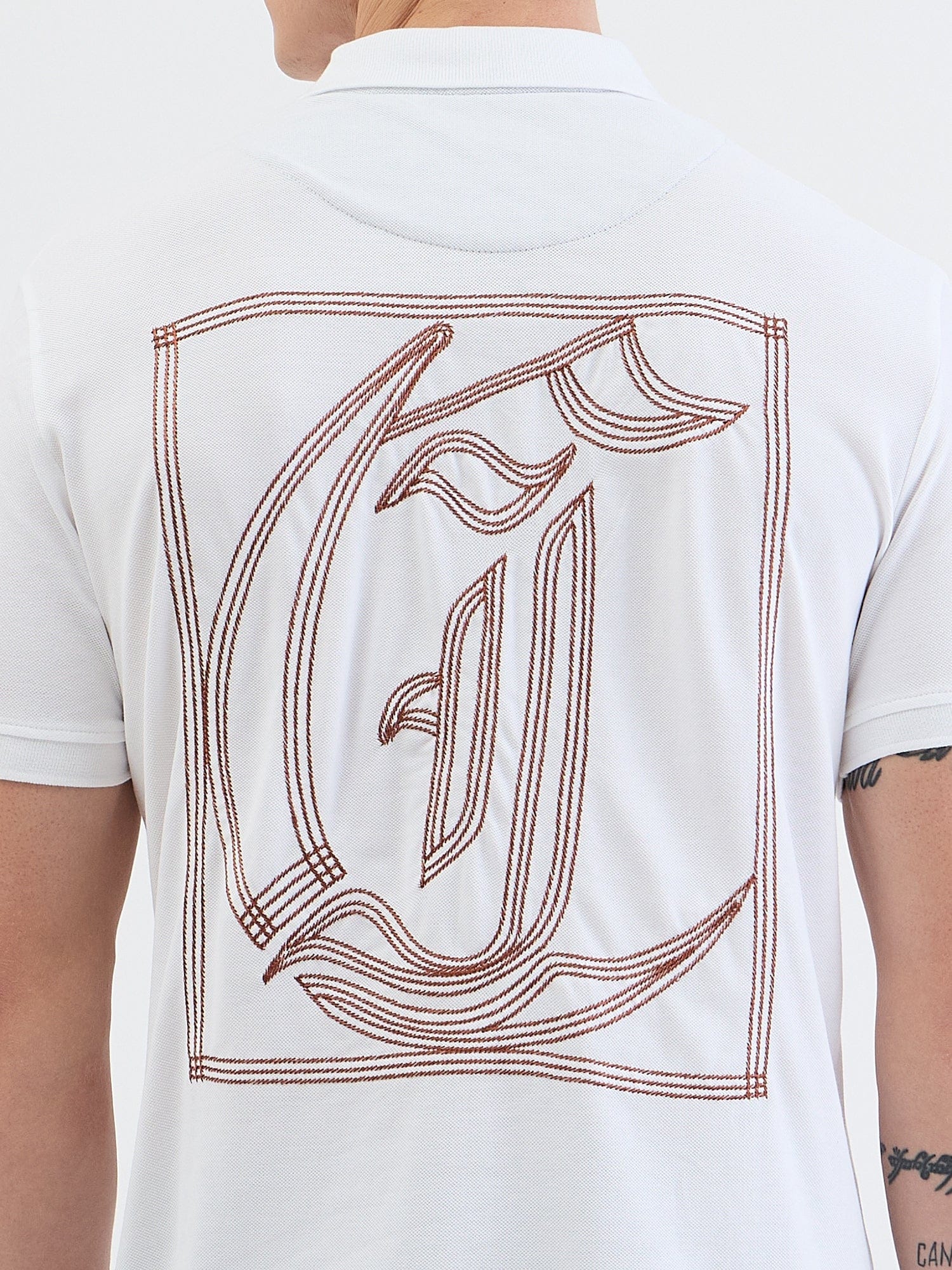 Just Cavalli Men White Solid Polo Tshirt - Image 6