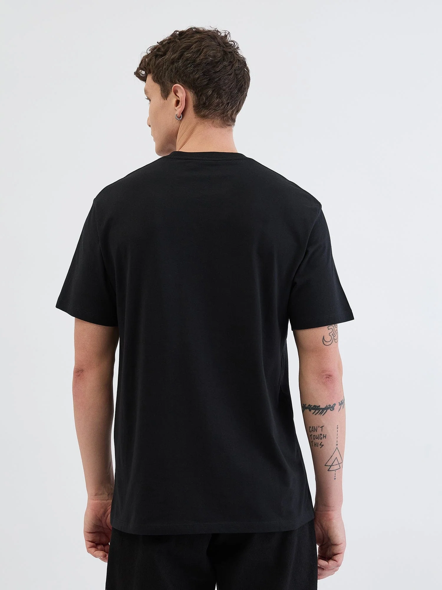 Just Cavalli Men Black Placement Print Round Neck Tshirt - Image 4
