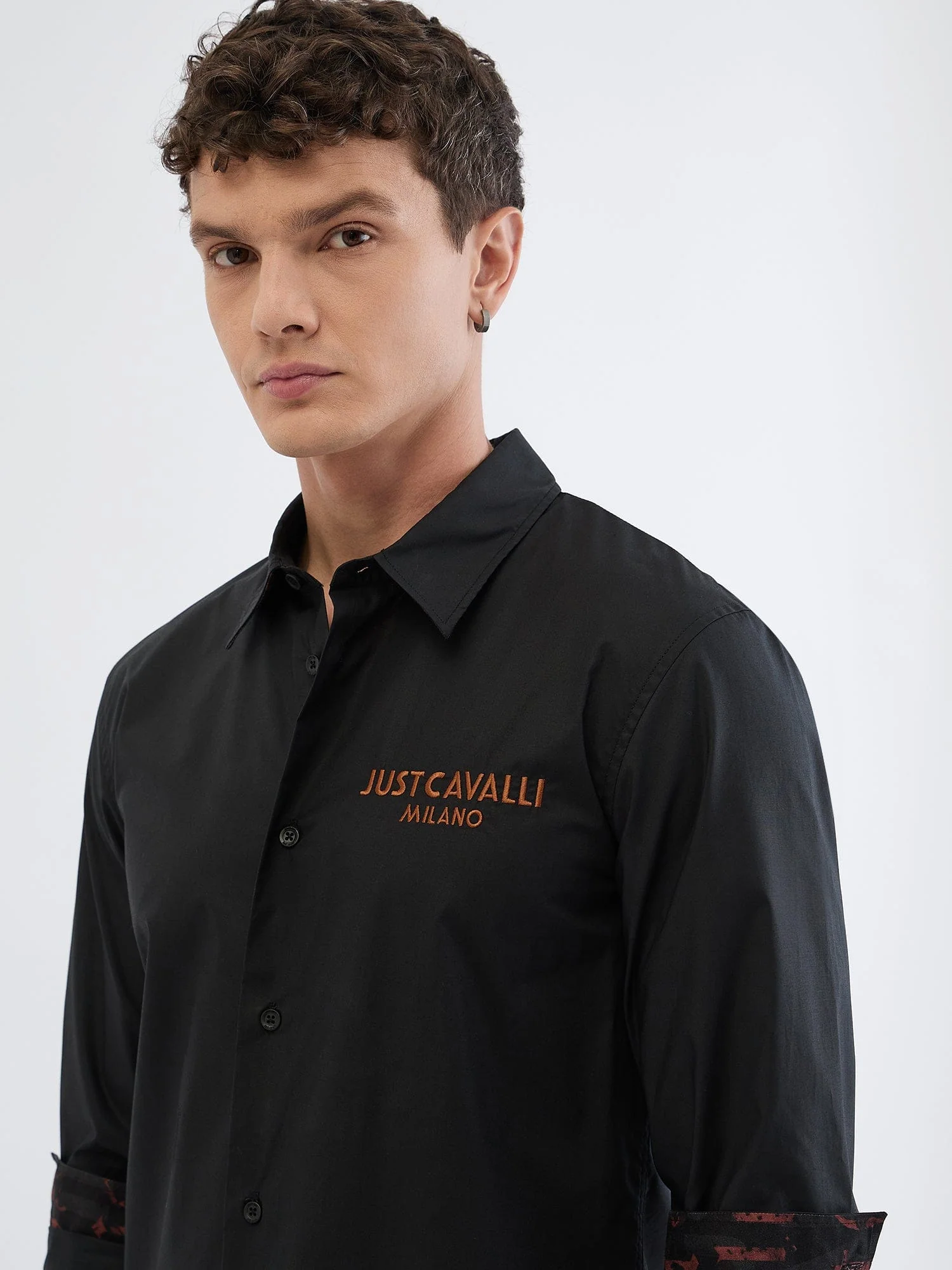 Just Cavalli Men Black Solid Collar Shirt - Image 3