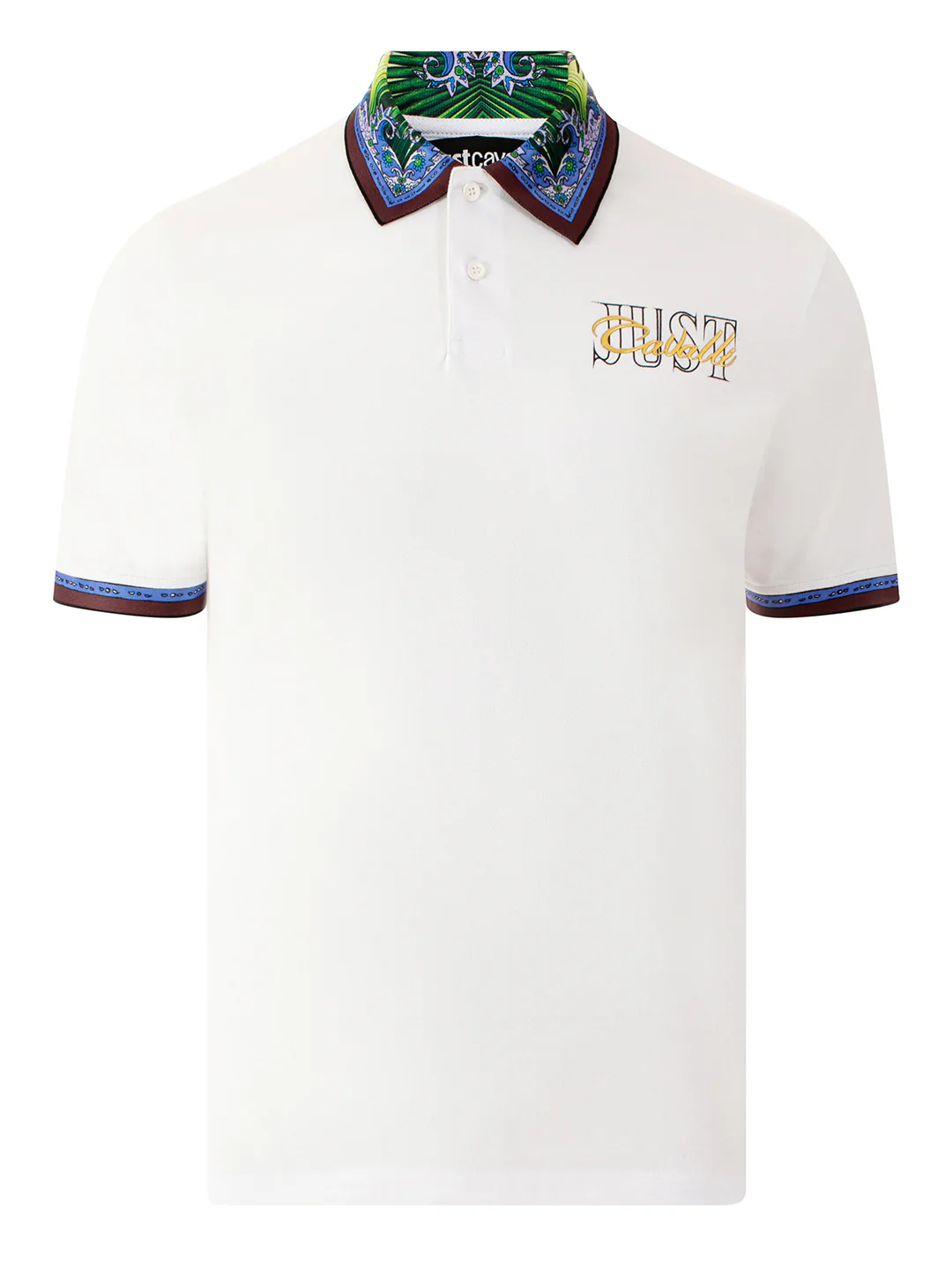 Just Cavalli White Logo Slim Fit Polo Tshirt