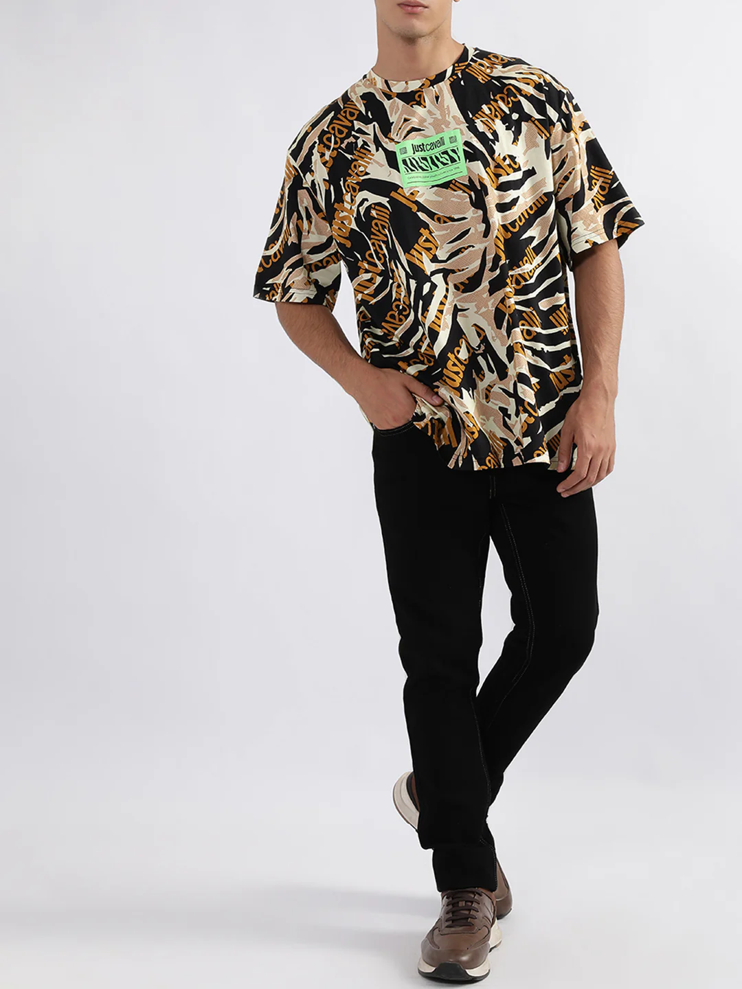 Just Cavalli Multi Fashion Logo Slim Fit Tshirt - Image 5