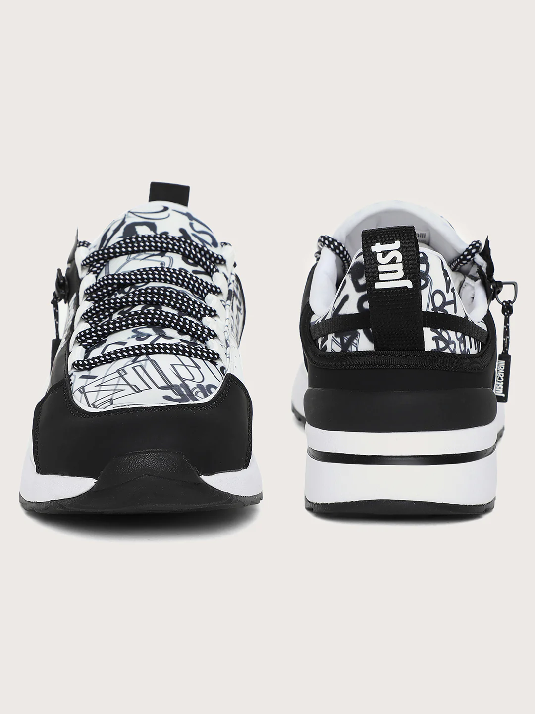 Just Cavalli Men Black & White Sneakers - Image 6