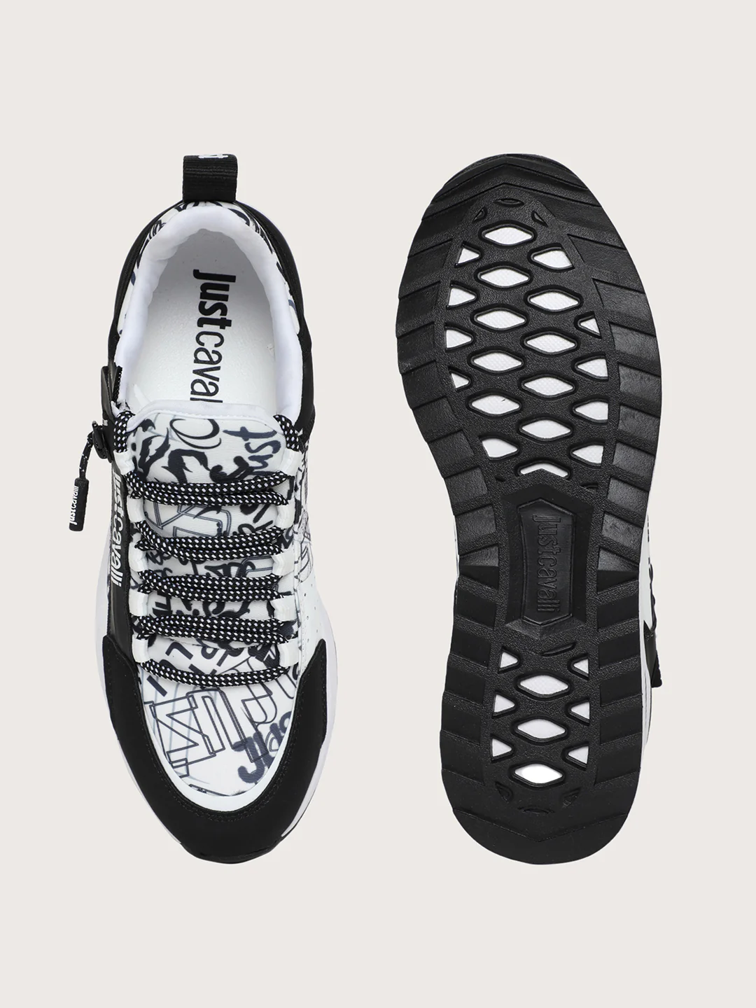 Just Cavalli Men Black & White Sneakers - Image 7