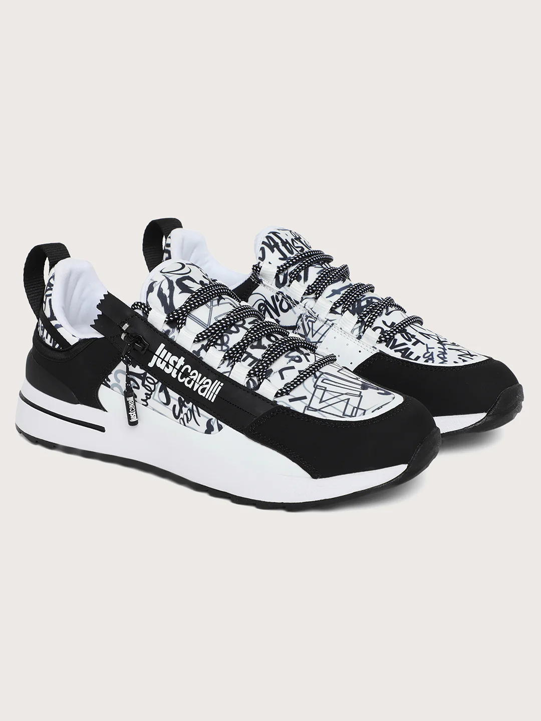 Just Cavalli Men Black & White Sneakers - Image 9