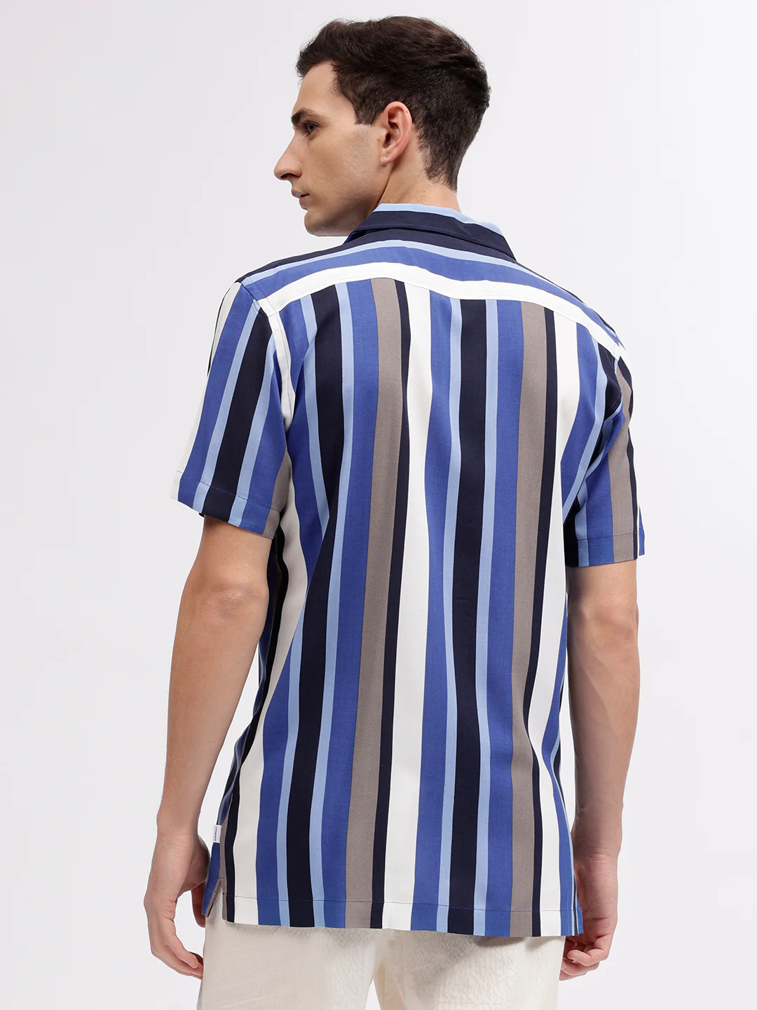 Lindbergh Men Multicolour Striped Resort Collar Short Sleeves Shirt - Image 5