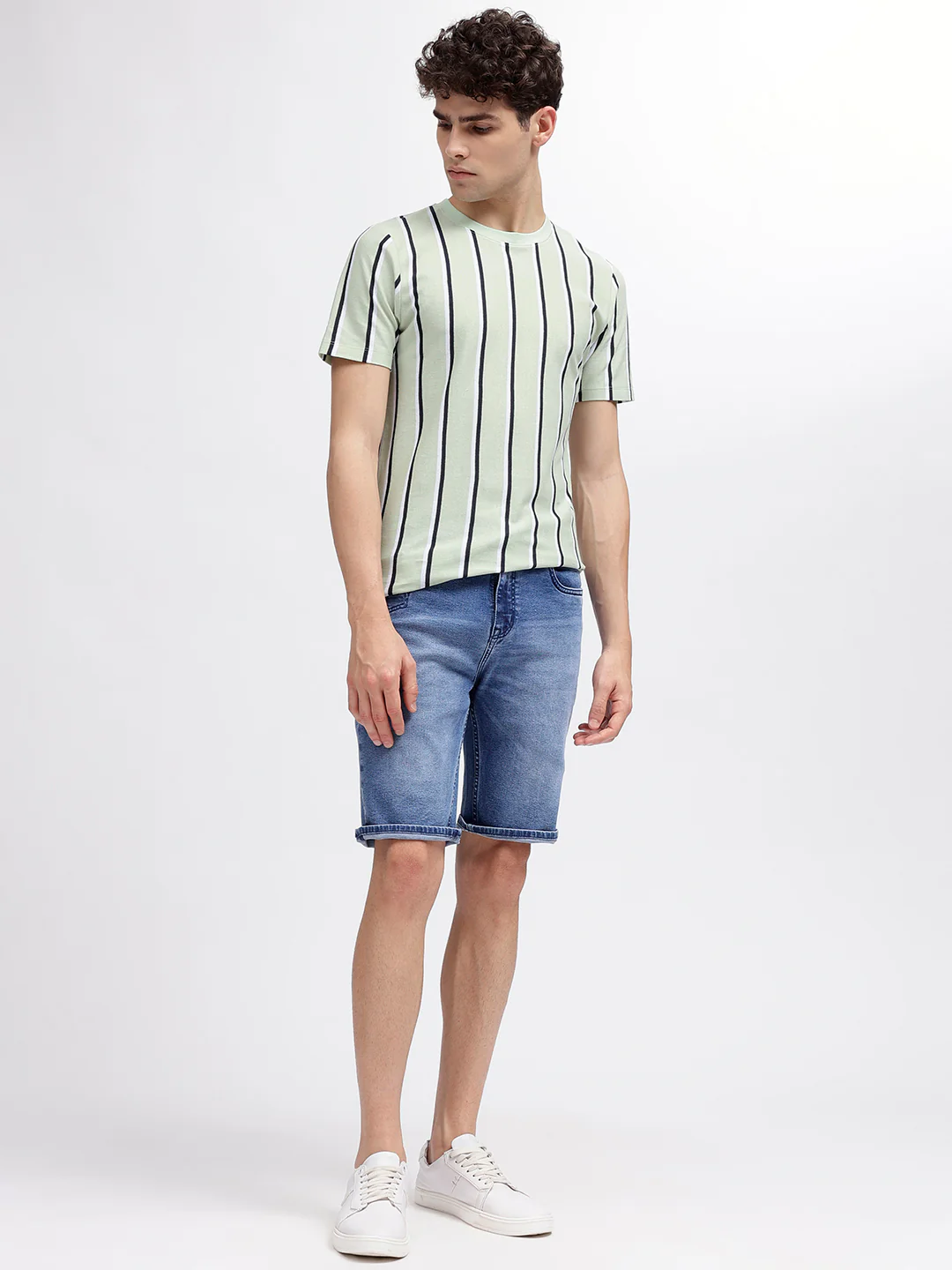 Lindbergh Men Green Striped Round Neck Short Sleeves Tshirt - Image 4