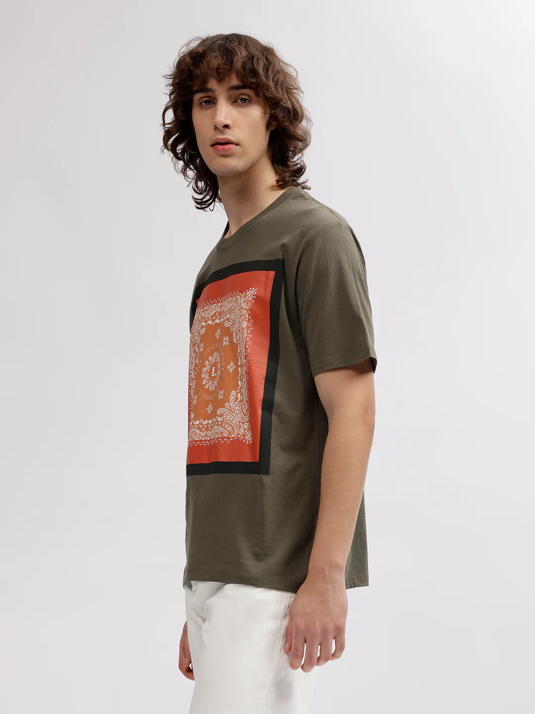 Lindbergh Men Green Printed Round Neck Short Sleeves Tshirt - Image 3