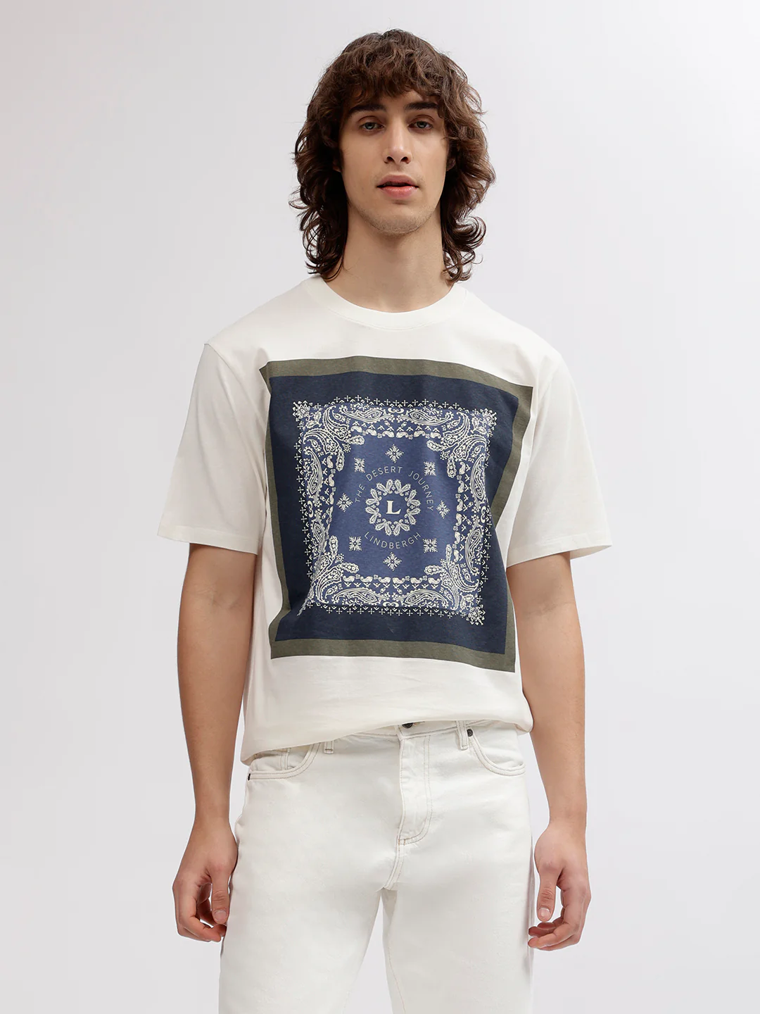 Lindbergh Men White Printed Round Neck Short Sleeves Tshirt - Image 2
