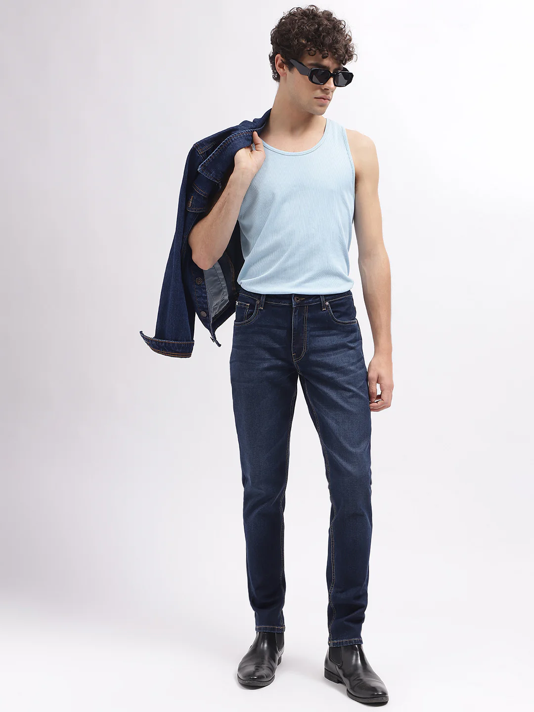 Lindbergh Men Blue Solid Slim Fit Mid-Rise Jeans - Image 4