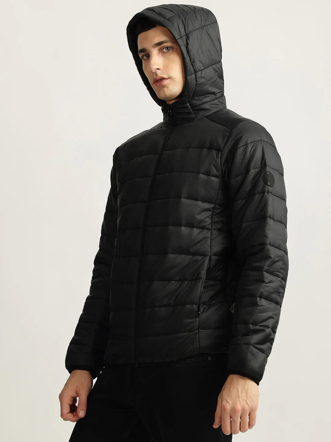 Lindbergh Men Black Solid Hooded Full Sleeves Puffer Jacket - Image 2