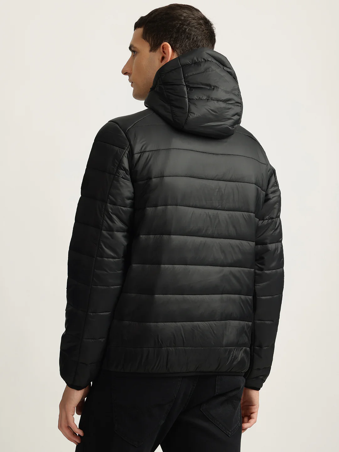 Lindbergh Men Black Solid Hooded Full Sleeves Puffer Jacket - Image 3