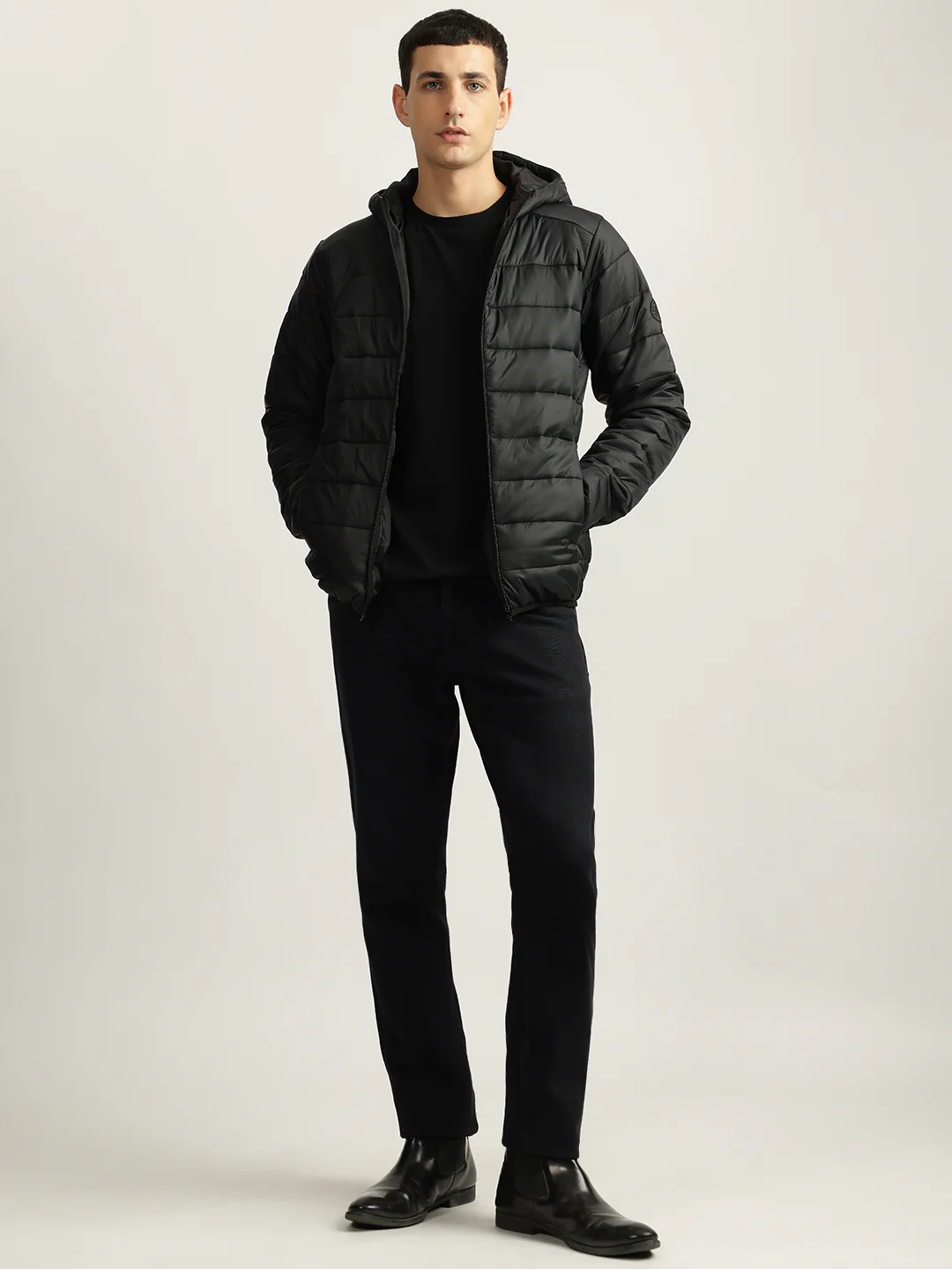 Lindbergh Men Black Solid Hooded Full Sleeves Puffer Jacket - Image 4