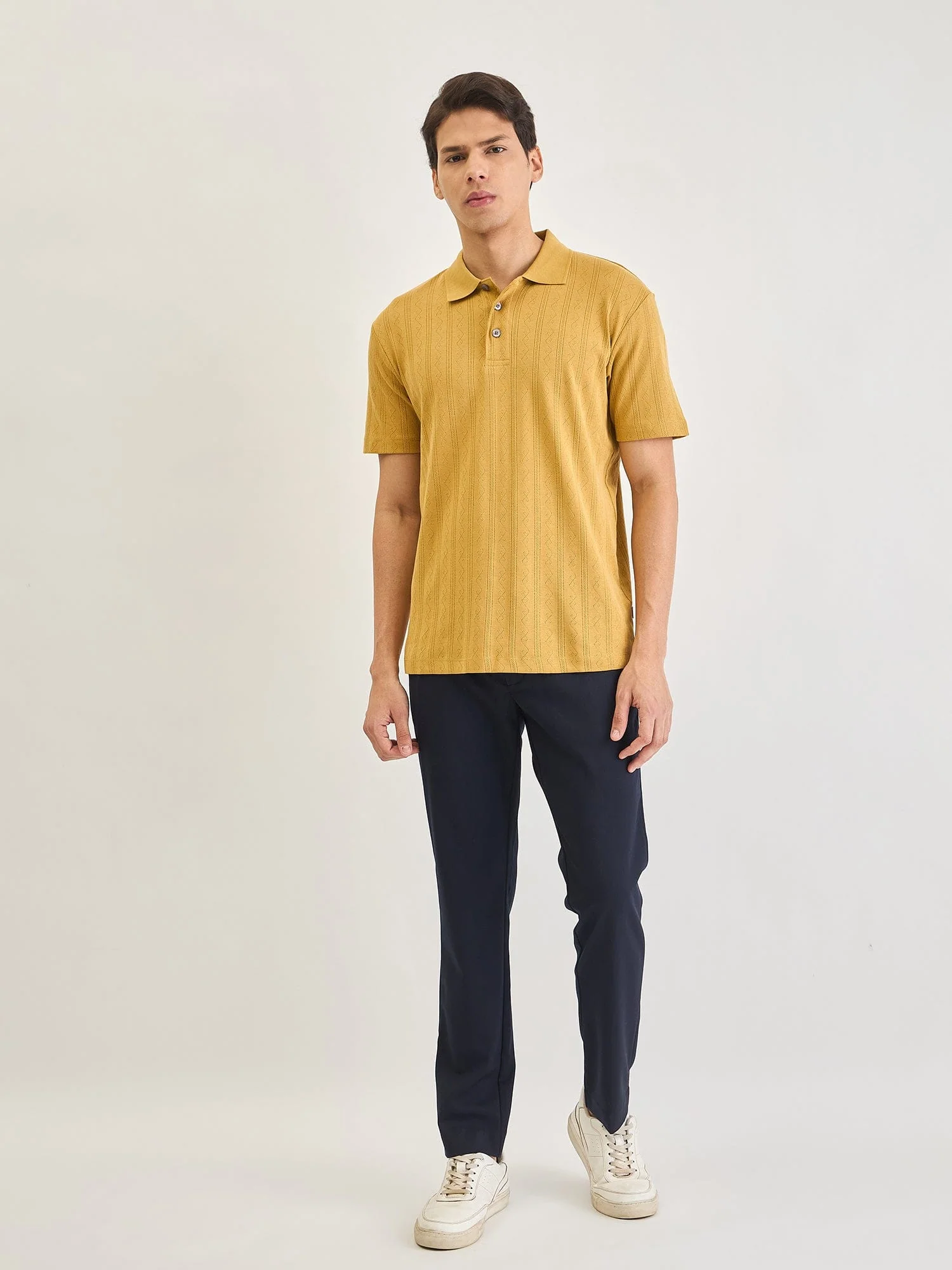 Lindbergh Men Brown Jacquard Polo Tshirt - Image 2