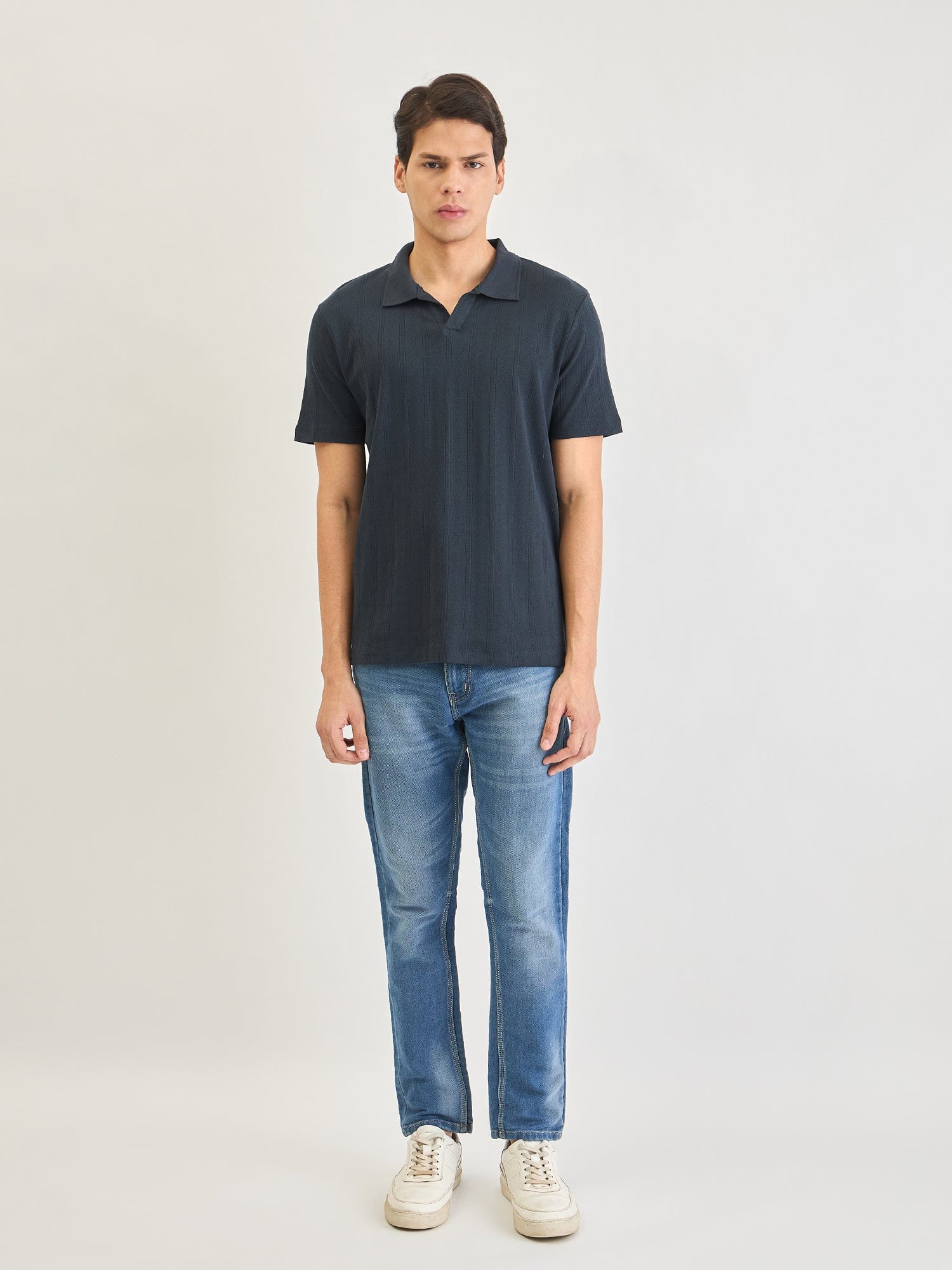 Lindbergh Men Blue Jacquard Polo Tshirt - Image 2